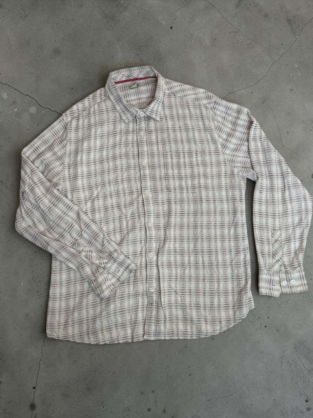 Carbon2Cobalt Men's Long Sleeve Textured Dobby Plaid Shirt Size L